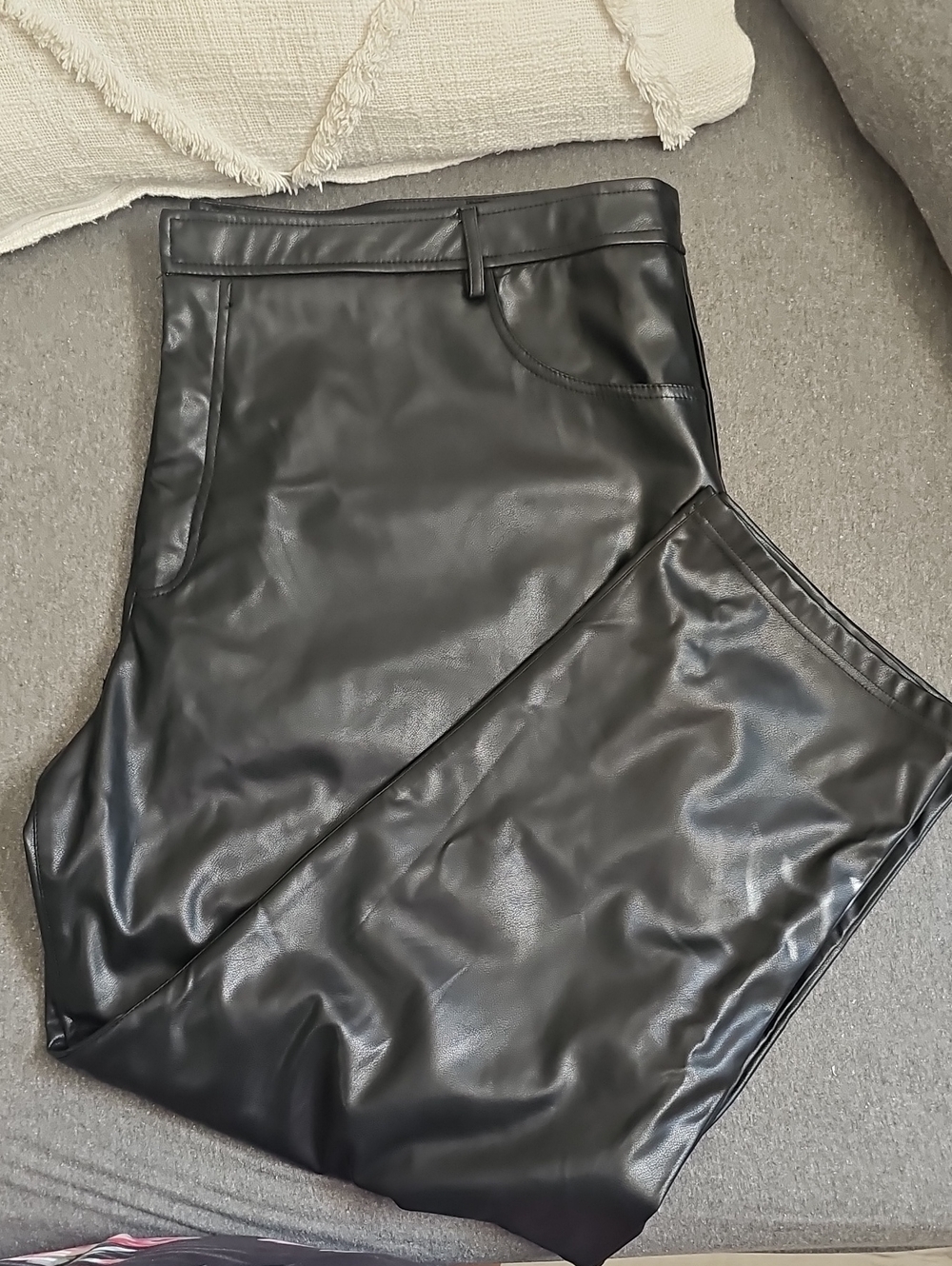 ASOS Black Faux Leather Straight Leg Pants